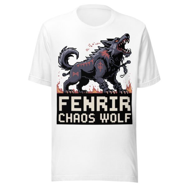 Fenrir Chaos Wolf T-Shirt – Norse Myth Pixel Art – Black Rune Edition - Image 8
