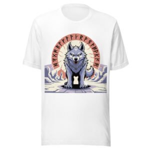 Mythic Wolf T-Shirt – Fenrir of the Fjords – Retro Norse Pixel Tee