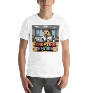 Crafting Emails T-Shirt – Retro Pixel Office Tee – Funny T-Shirt for Adults