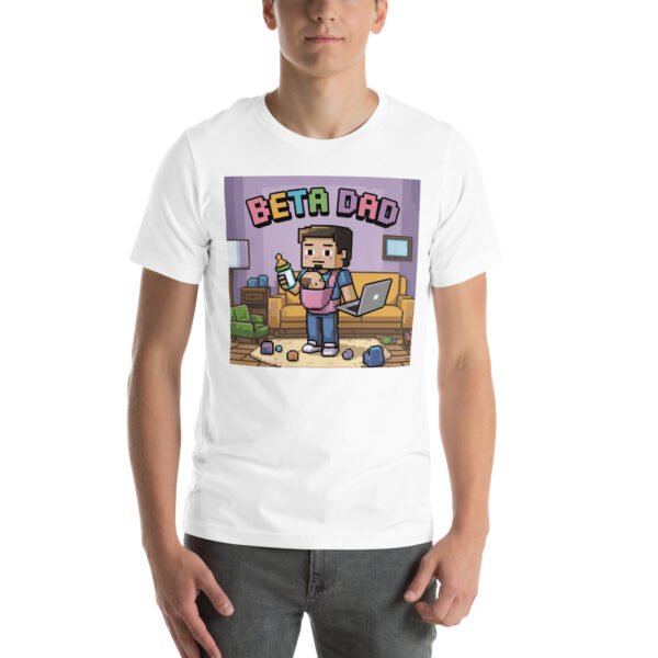 Beta Dad T-Shirt – Retro Gamer Parenting Shirt – Pixel Art T-Shirt for Adults - Image 8