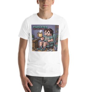 Pixelated But Functional T-Shirt – Coffee Lover Gamer Tee – Low Effort T-Shirt for Adults