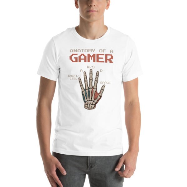 Anatomy of a Gamer Shirt – Retro Skeleton Hand Design – Pixel Gamer T-Shirt for Men and Women - Image 8