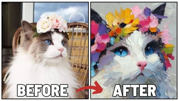 oil painting cat