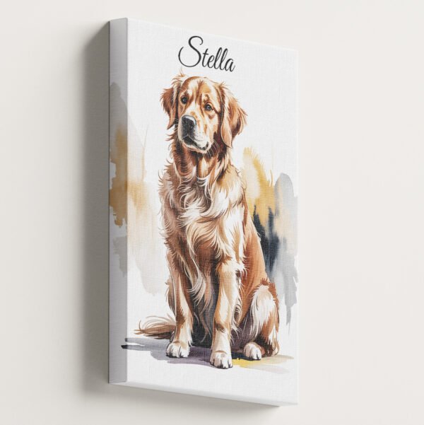 The "Golden Soul" Golden Retriever art canvas print in a classic watercolor style, on a white background