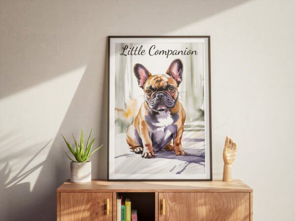 The "Confident Companion" French Bulldog art canvas print in an elegant watercolor style, on a plain white background.