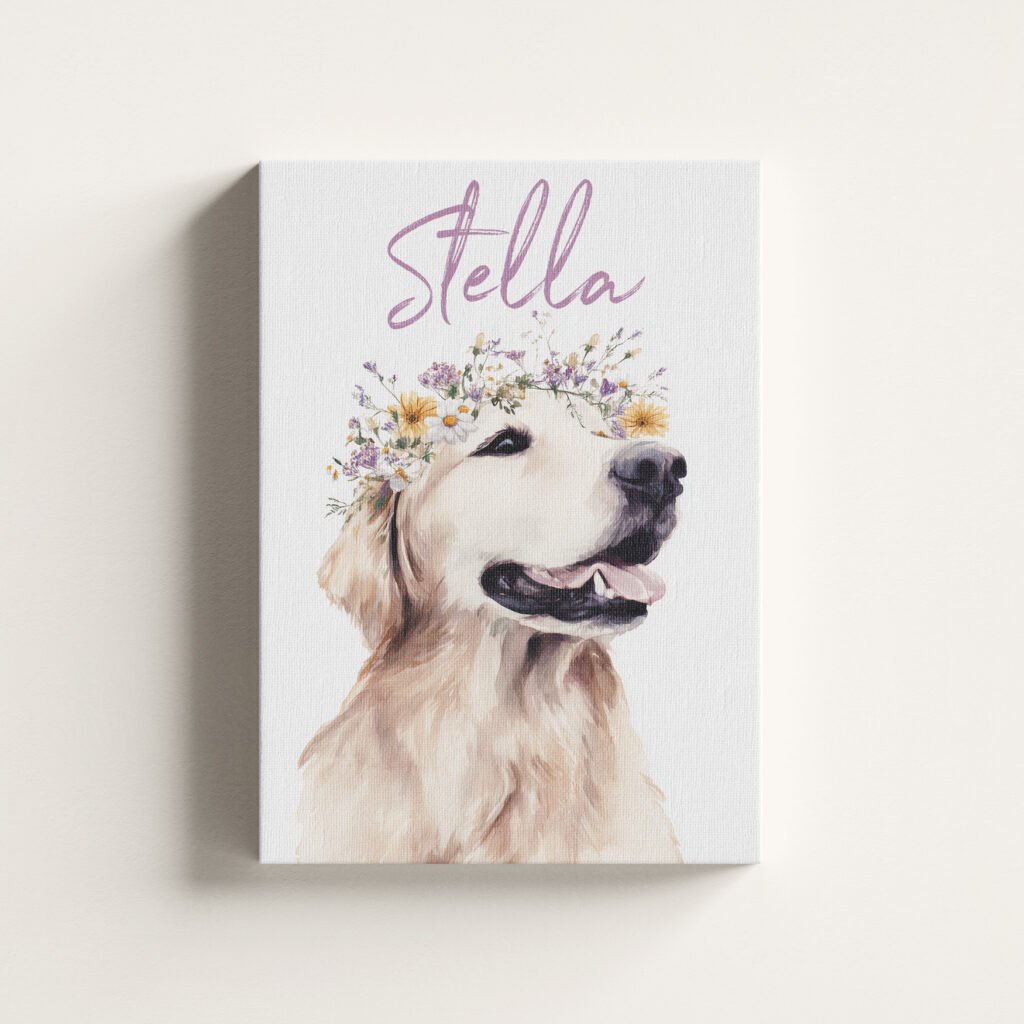 Funny Golden Retriever Goofball's Grin Canvas Funny Golden Retriever art canvas print "The Goofball's Grin" on a white background.