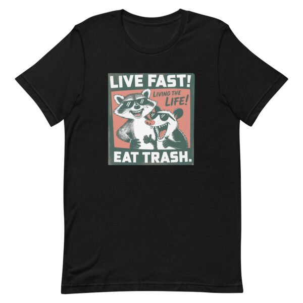 Trash Panda Raccoon Shirt - Live Fast Eat Trash | Funny Sarcastic Vintage Tee | Gift for Him Her - Image 2